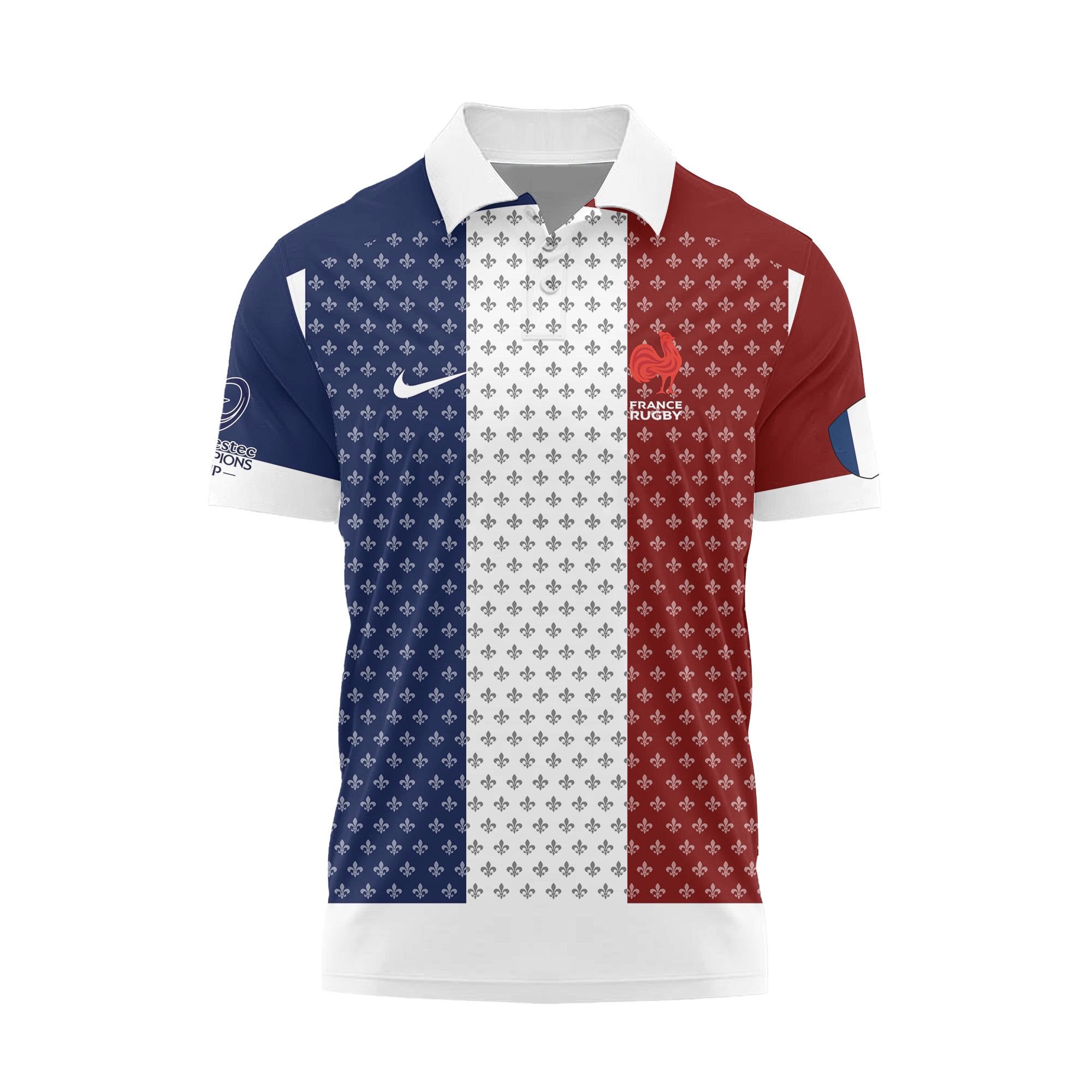 European Rugby Champions Cup -Équipe de France de Rugby à XV 2026 - Vêtements de Luxe MFR108 Nike Polo – Image 2