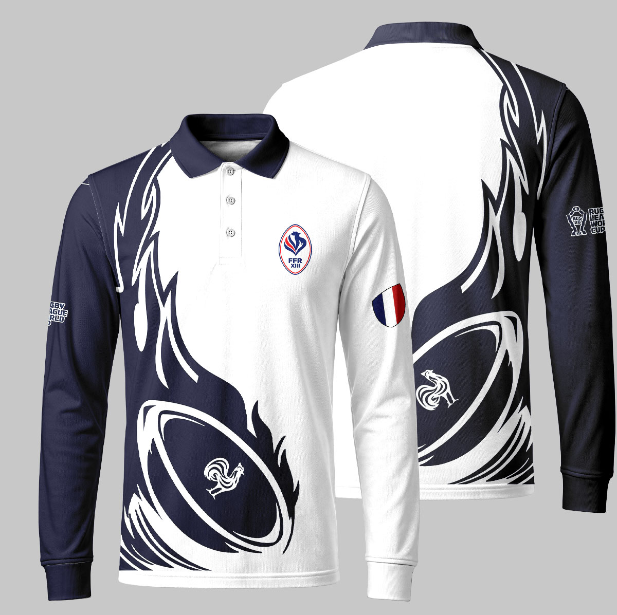France Rugby à XIII – Collection Coupe du Monde 2026 – Vêtements personnalisables avec nom et numéro MFR260