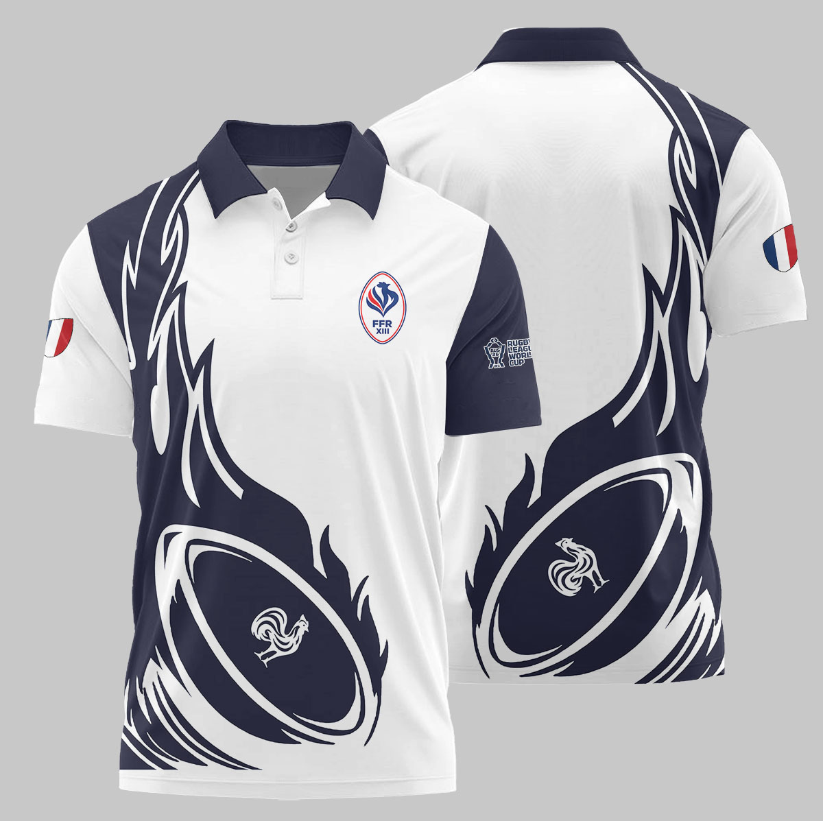 France Rugby à XIII – Collection Coupe du Monde 2026 – Vêtements personnalisables avec nom et numéro MFR260 – Image 3